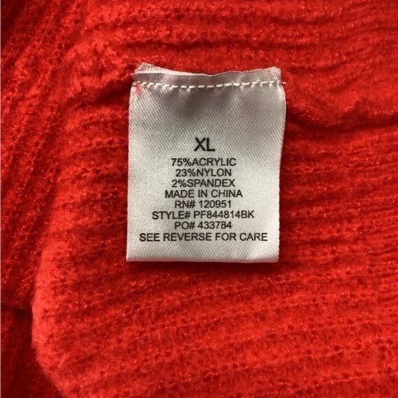 Pink Rose Women’s Lightweight Crewneck Ribbed Essential Sweater, Red, size XL - Picture 6 of 7